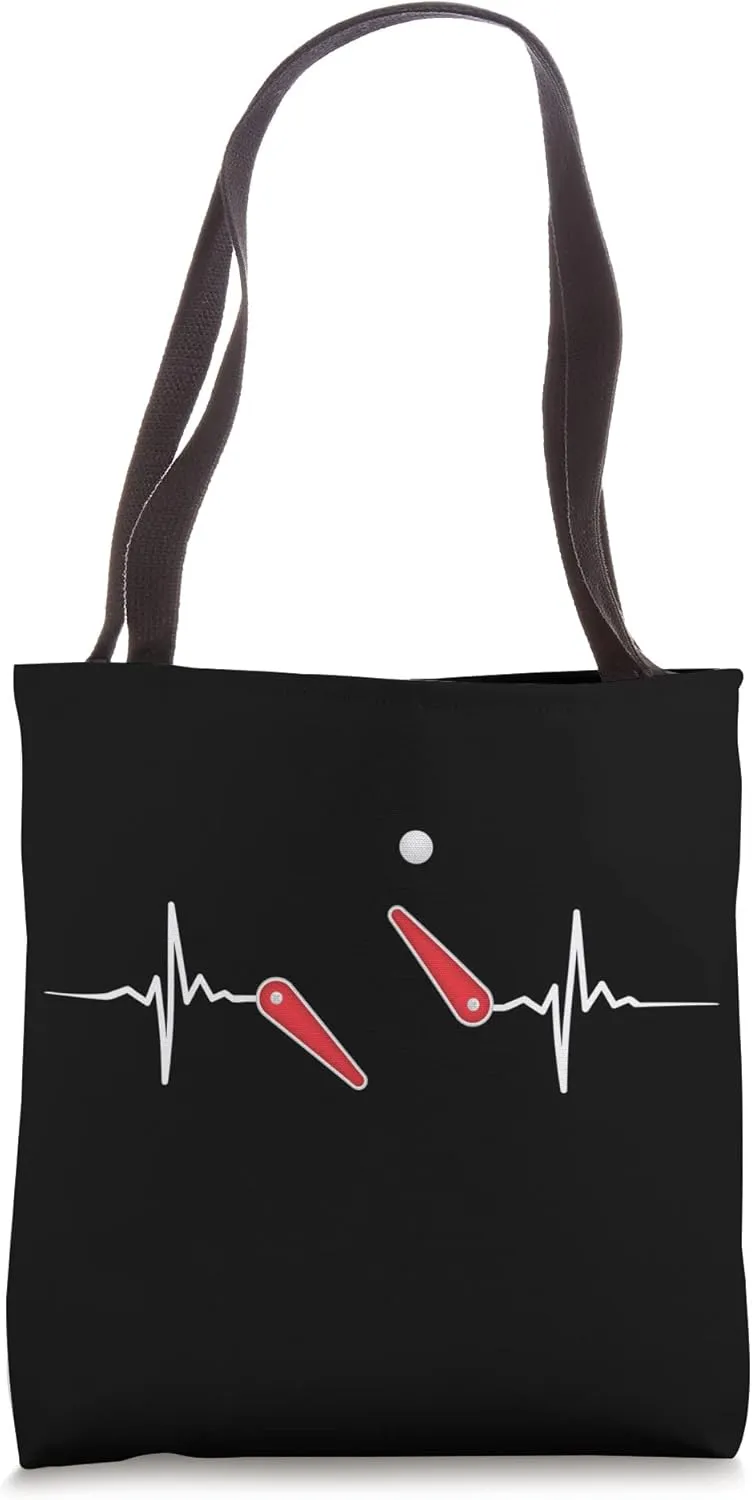 Hear Pulse Line Heartbeat Flipper Flipping EKG Pinball Tote Bag