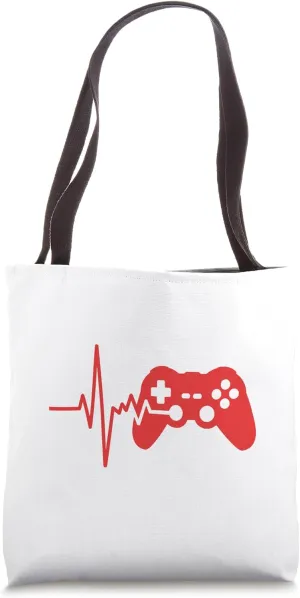 Heartbeat Gaming Pulse Graphic Bold Gamer Controller Design Tote Bag