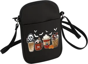 HOLLP Horror Coffee Crossbody Bag Halloween Party Gift Horror Movie Fan Small Sling Bag Spooky October Gift