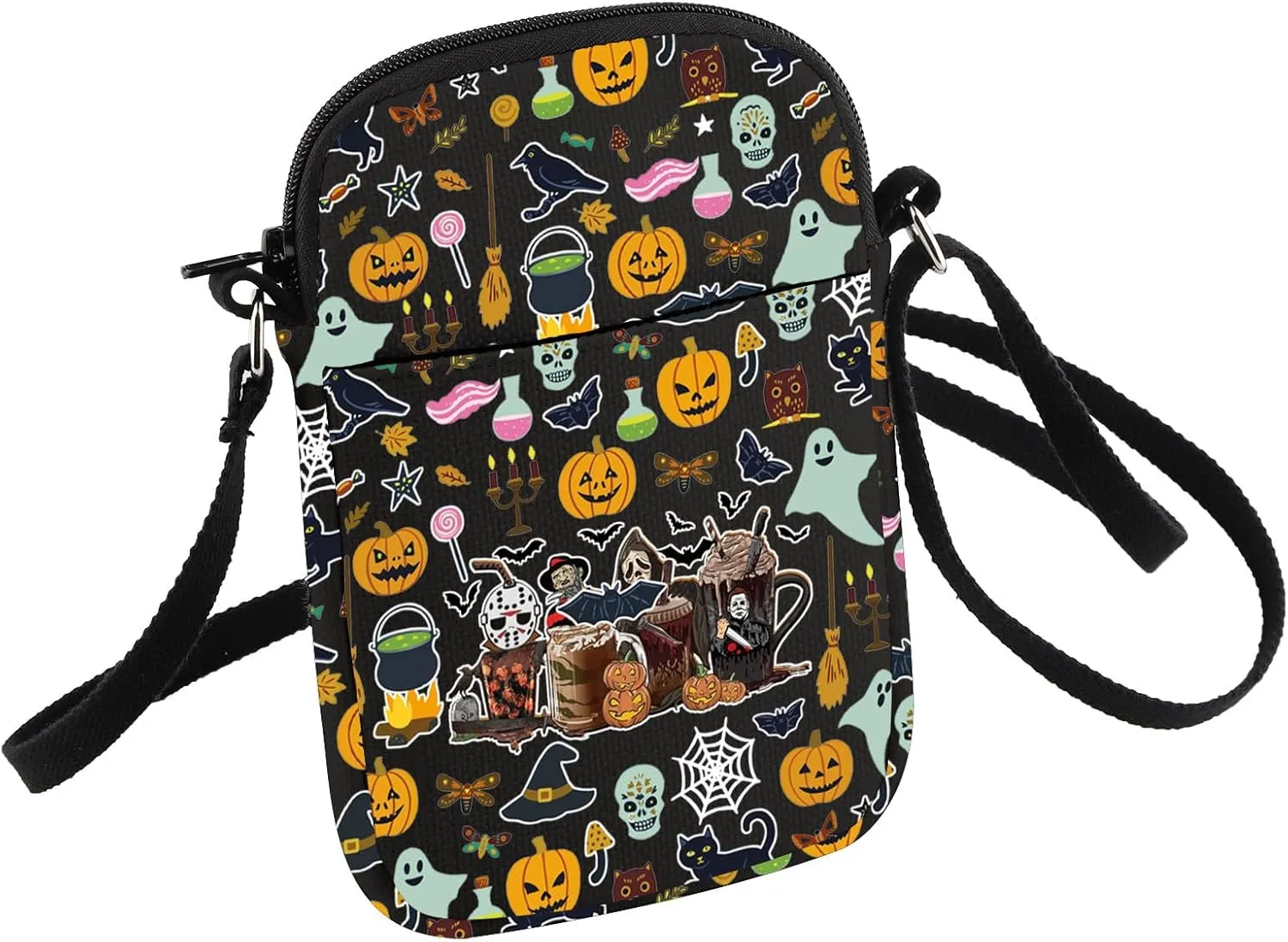 Horror Coffee Crossbody Bag Halloween Party Gift Horror Movie Fan Small Sling Bag Spooky October Gift