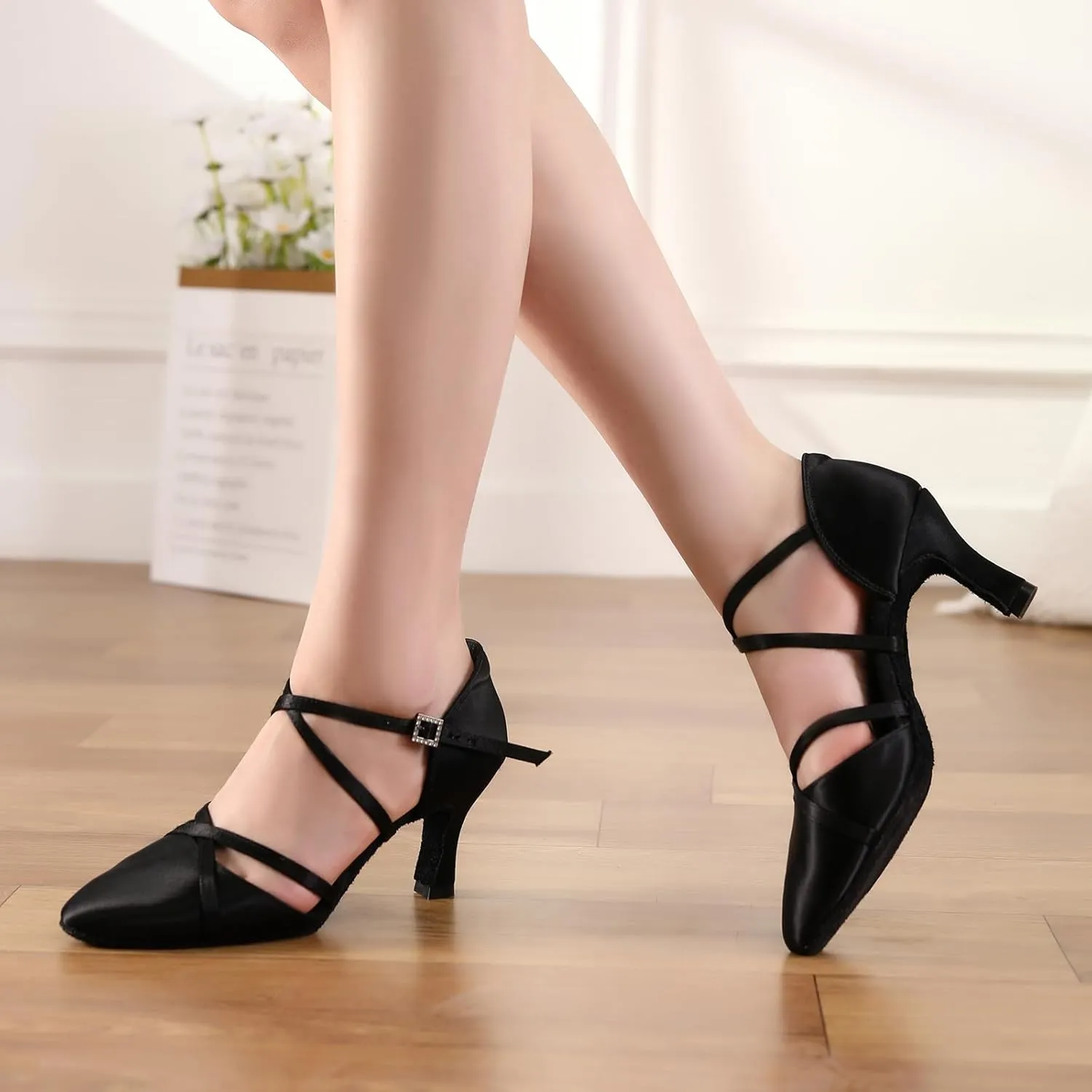 HROYL Women Latin Dance Shoes Salsa Tango Standard Practice Performence Party Closed Toe Ballroom Dance Shoes,Model 933