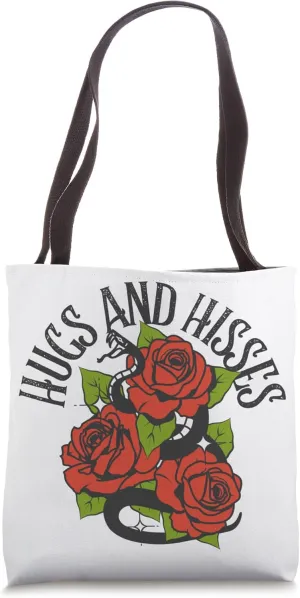 Hugs and Hisses Snake Roses Vintage Edgy Tote Bag