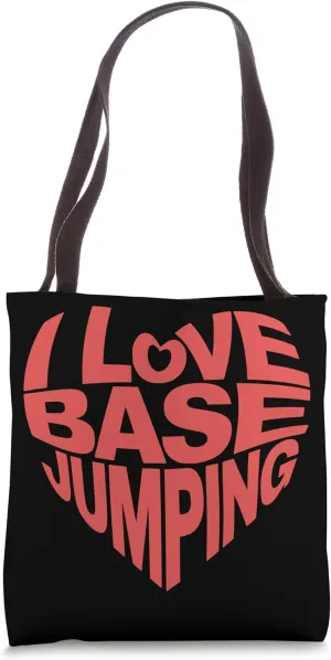 I Love Base Jumping Bold Typography Heart Shaped Design Tote Bag