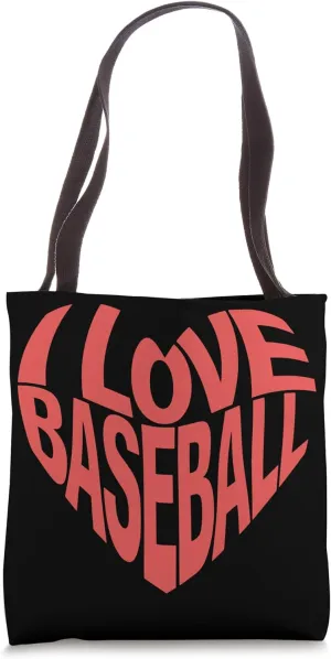 I Love Baseball Bold Typography Heart Design Tote Bag