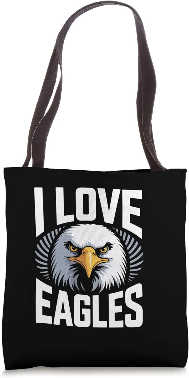 I Love Eagles Bold Statement Graphic Tote Bag