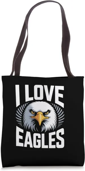 I Love Eagles Bold Statement Graphic Tote Bag