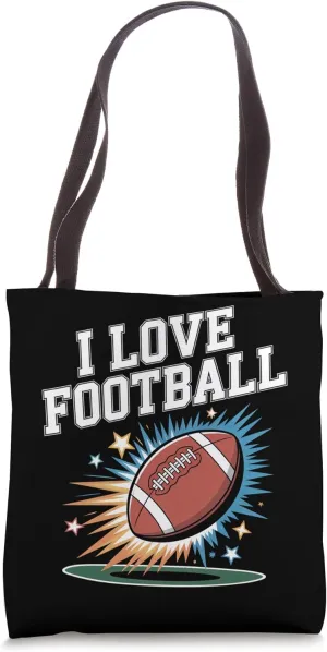 I Love Football Vibrant Enthusiasm Graphic Tote Bag