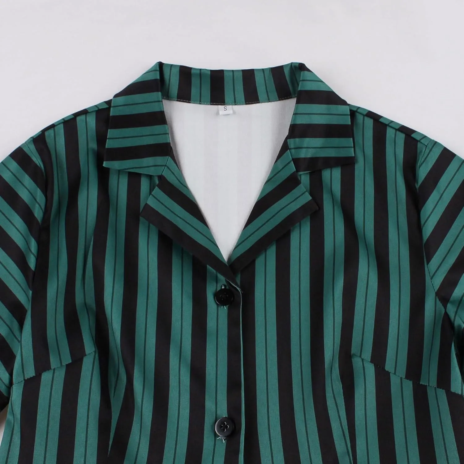 IBTOM CASTLE Women's 1950s Vertical Striped Neck Tie Vintage Button Down Cocktail Fancy Halloween Cosplay Dress