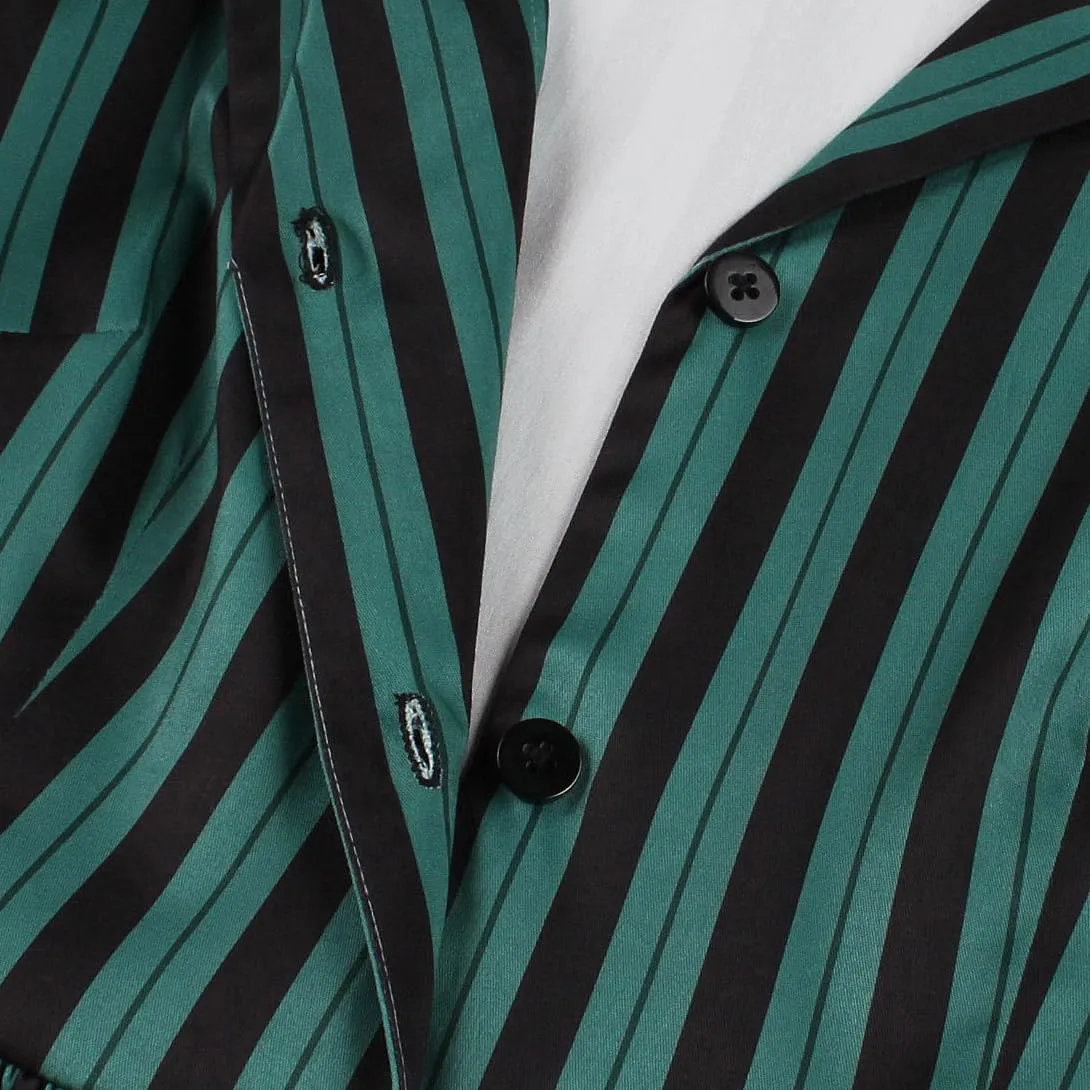 IBTOM CASTLE Women's 1950s Vertical Striped Neck Tie Vintage Button Down Cocktail Fancy Halloween Cosplay Dress