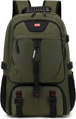 INSAVANT Travel Backpack for Mens 17.3 Inch with Laptop Sleeve and Shoe Compartment, Computer Backpacks with USB Charging Port, Durable Hiking Work Business Daypack for Women(17.3 Inch Army Green)