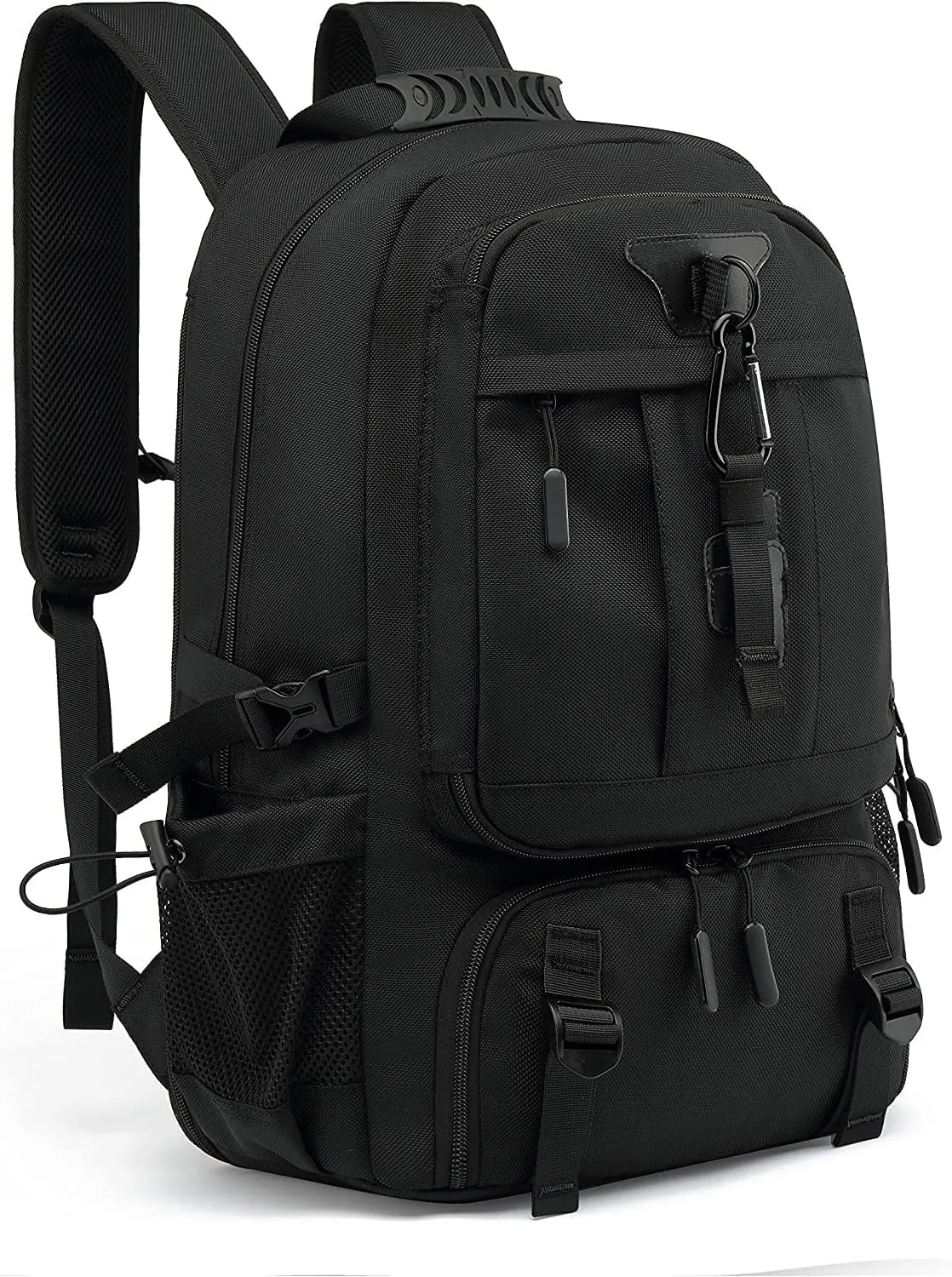 INSAVANT Travel Backpack for Mens 18.3 Inch with Laptop Sleeve and Shoe Compartment, Computer Backpacks with USB Charging Port, Durable Hiking Work Business Daypack for Women(Black Black)