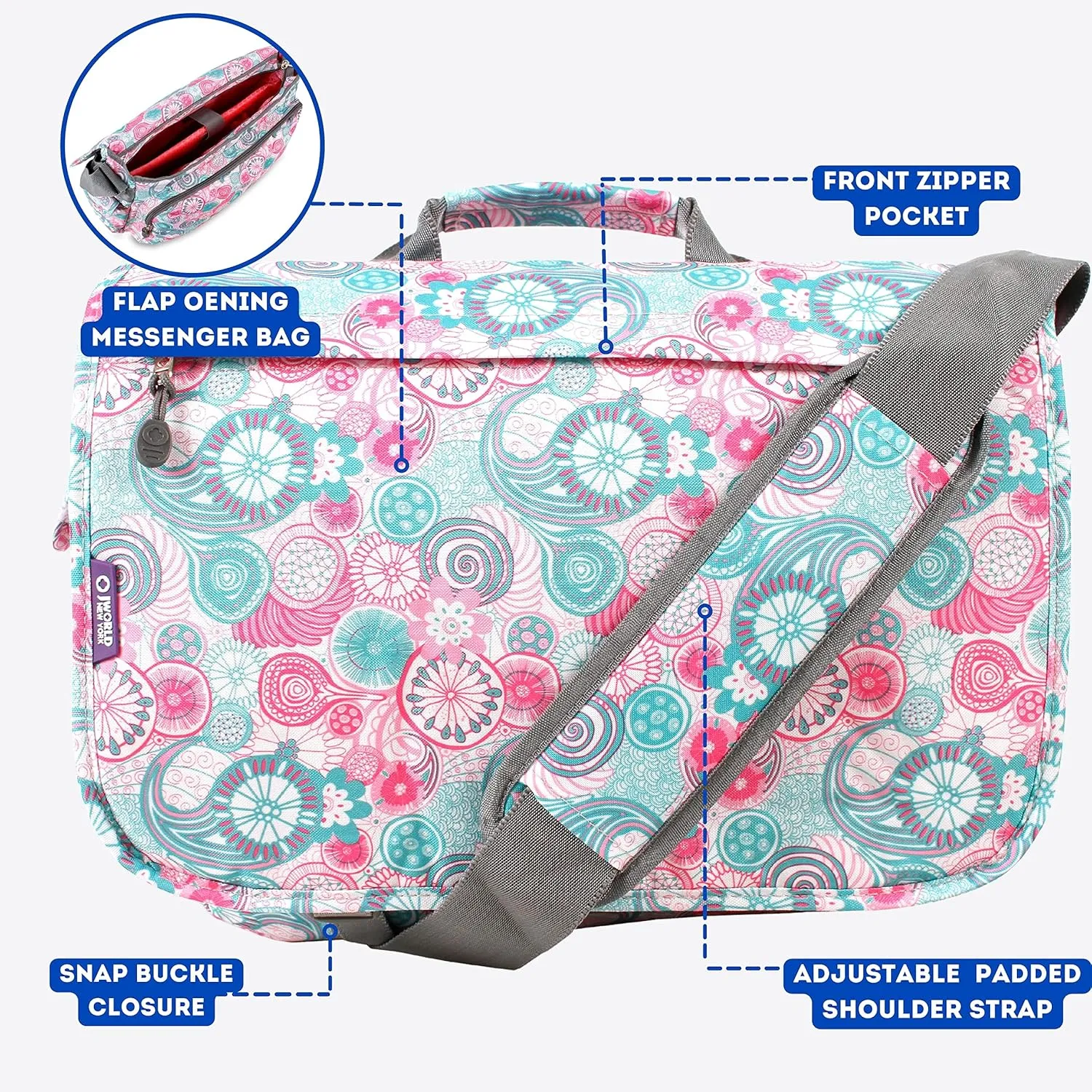 J World New York Thomas Laptop Messenger Bag for Women & Men. Kids Computer Bookbag