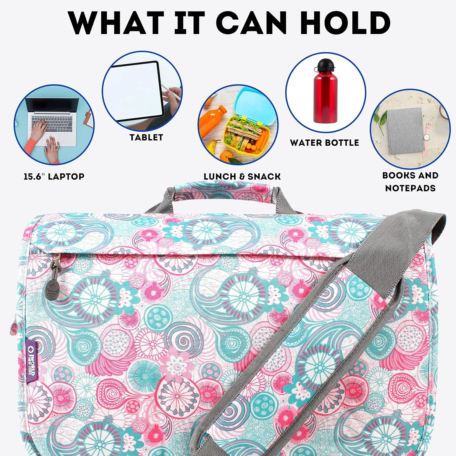J World New York Thomas Laptop Messenger Bag for Women & Men. Kids Computer Bookbag