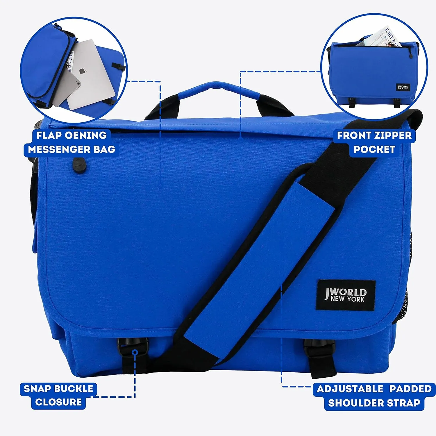 J World New York Thomas Laptop Messenger Bag for Women & Men. Kids Computer Bookbag
