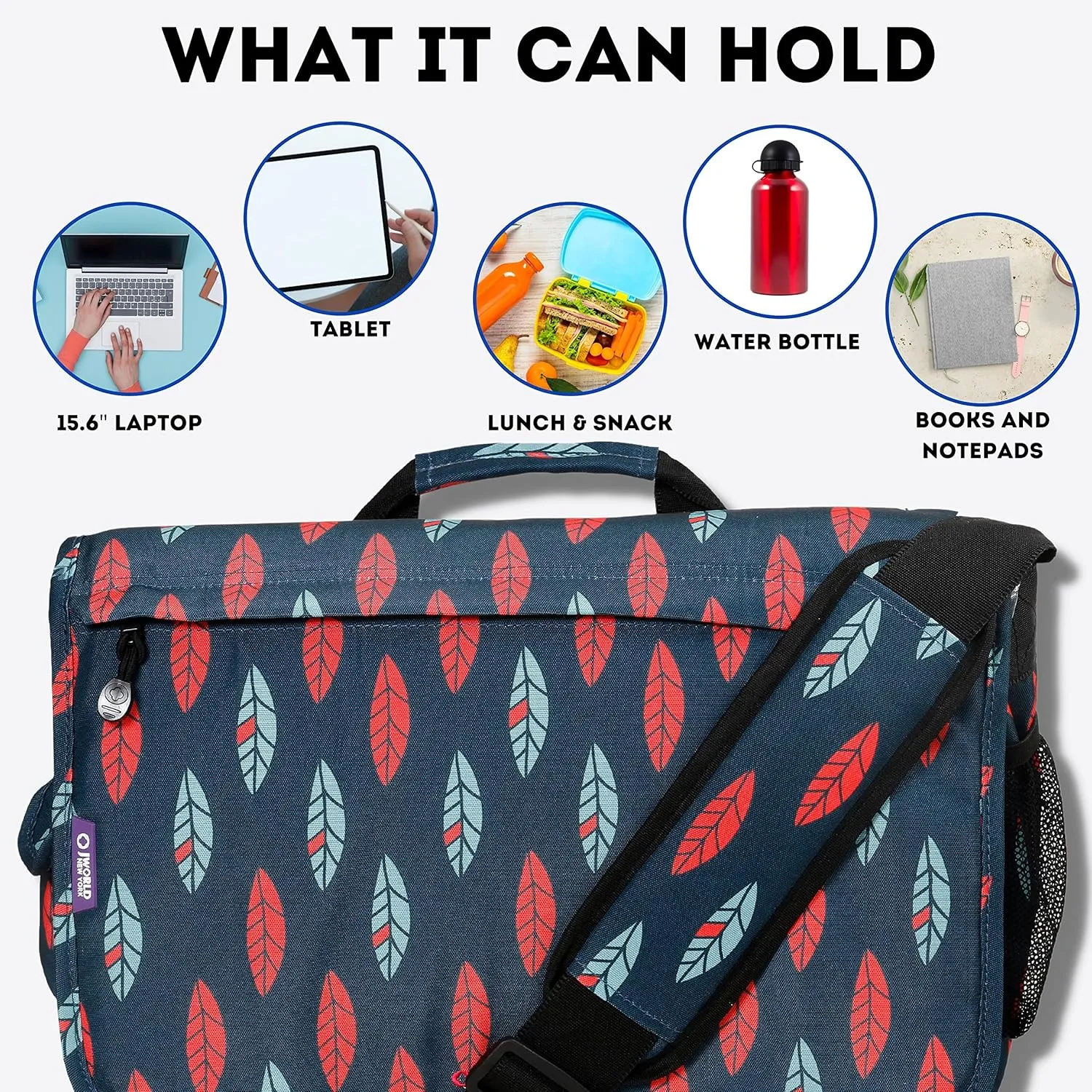 J World New York Thomas Laptop Messenger Bag for Women & Men. Kids Computer Bookbag