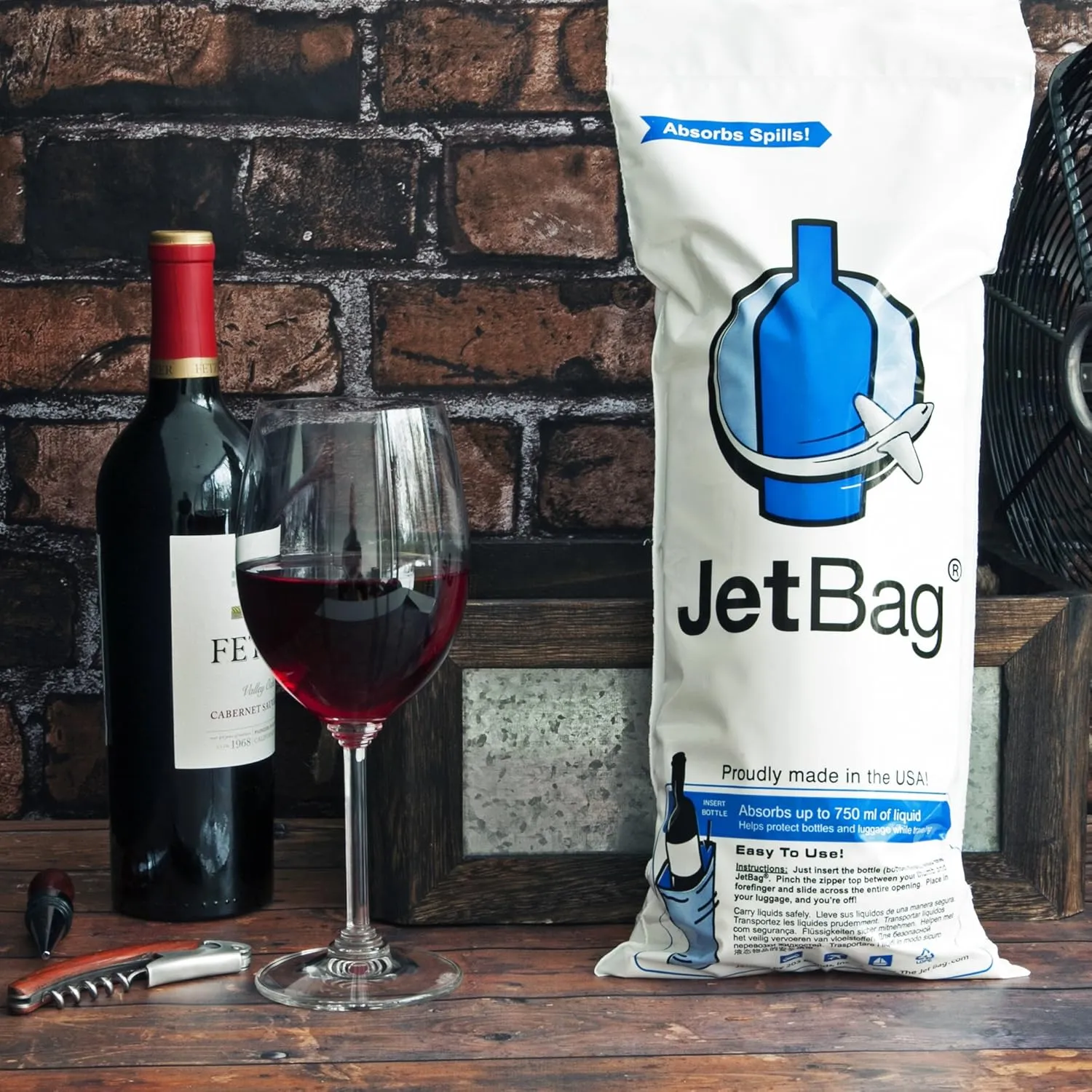 JetBag - Wine Bag for Travel (Set of 6, BOLD edition) - The Original ** ABSORBENT ** Reusable & Protective Bottle Bags - MADE IN THE USA