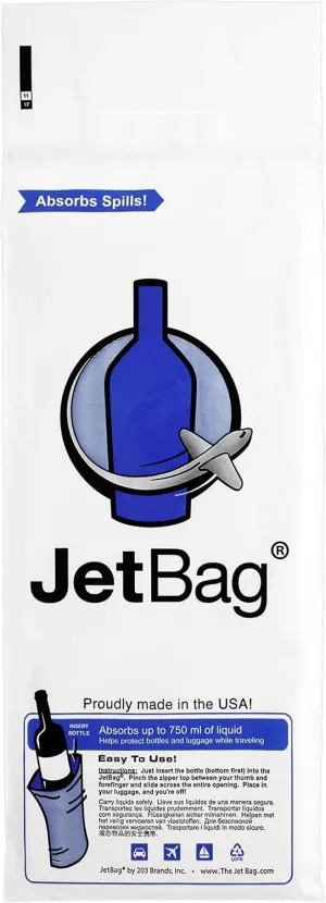 JetBag - Wine Bag for Travel (Set of 6, BOLD edition) - The Original ** ABSORBENT ** Reusable & Protective Bottle Bags - MADE IN THE USA