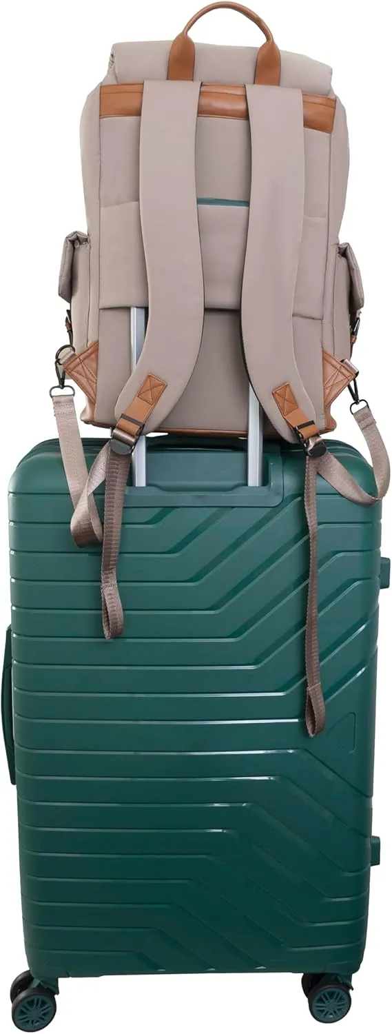 Joan & David 18 Inch Sport Nylon Backpack with Padded Laptop Sleeve (Taupe)