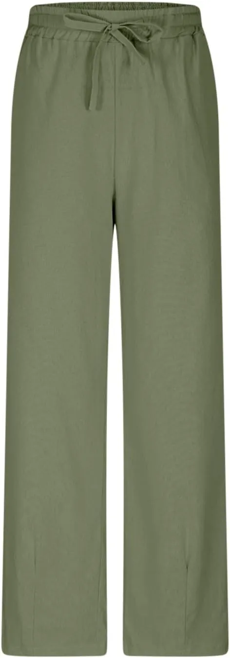 JOAU Linen Pants for Women 2025 Summer Cotton Straight Leg Drawstring High Waisted Palazzo Trousers Lounge Beach Resort Wear