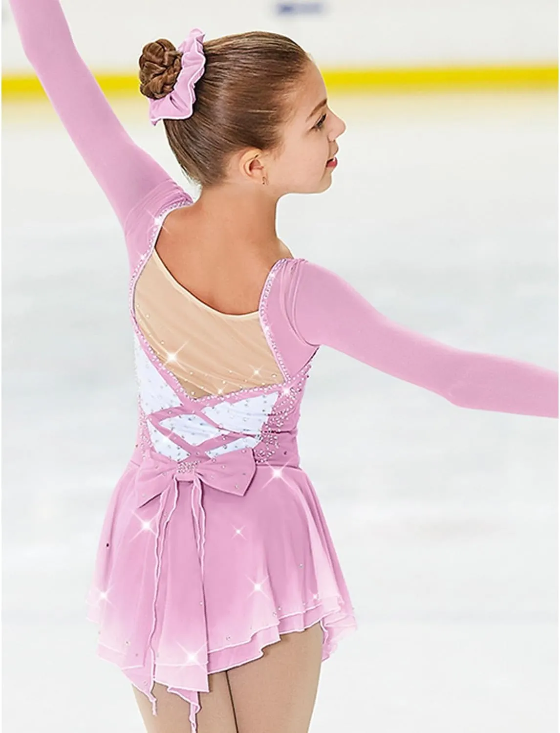 JRUIA Fashion Figure Skating Performance Dress Girls Rhythmic Ice Skirt Crystal Ballet Competition Costume Gymnastics Leotard