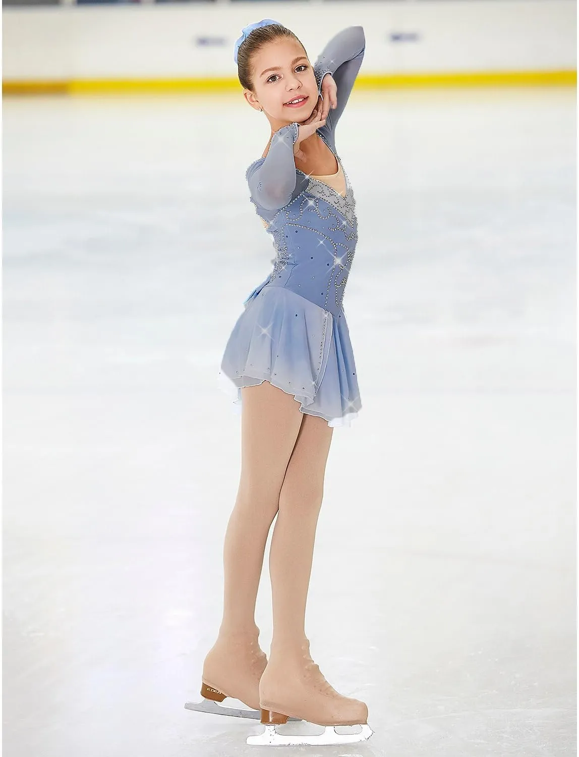 JRUIA Fashion Figure Skating Performance Dress Girls Rhythmic Ice Skirt Crystal Ballet Competition Costume Gymnastics Leotard