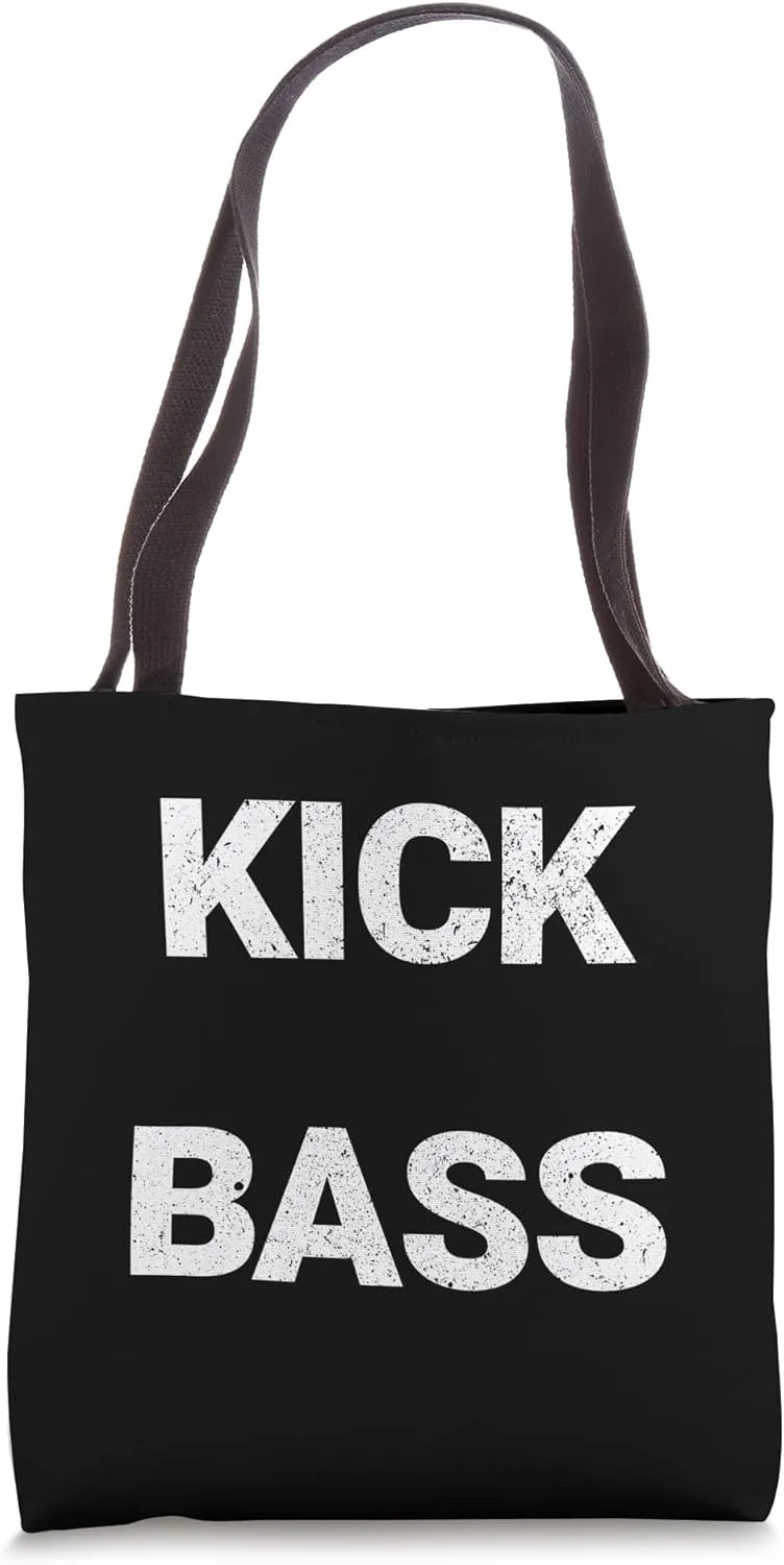 Kick & Bass Simple Bold White Raver Club Slab Font Tote Bag