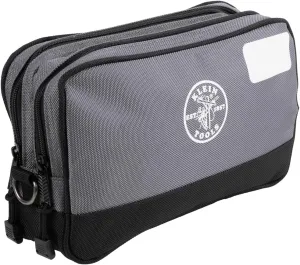 Klein Tools 55583 Tool Pouch Zipper Bag, Dual Compartments, 12-Inch x 7-Inch Heavy Duty Tool Bag Organizer, Multipurpose for Tools to Crafts