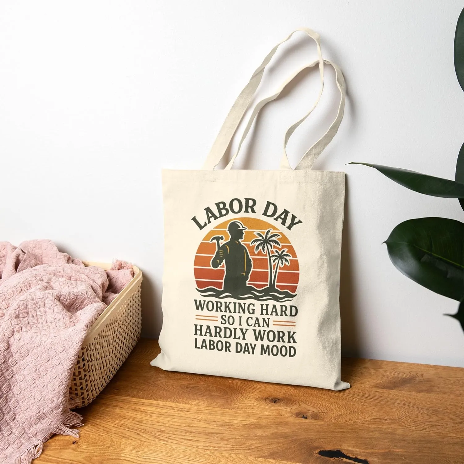 Labor Day Tote Bag – Funny “Working Hard So I Can Hardly Work” Gift – Reusable Eco Shopper Bag for Labor Day Weekend