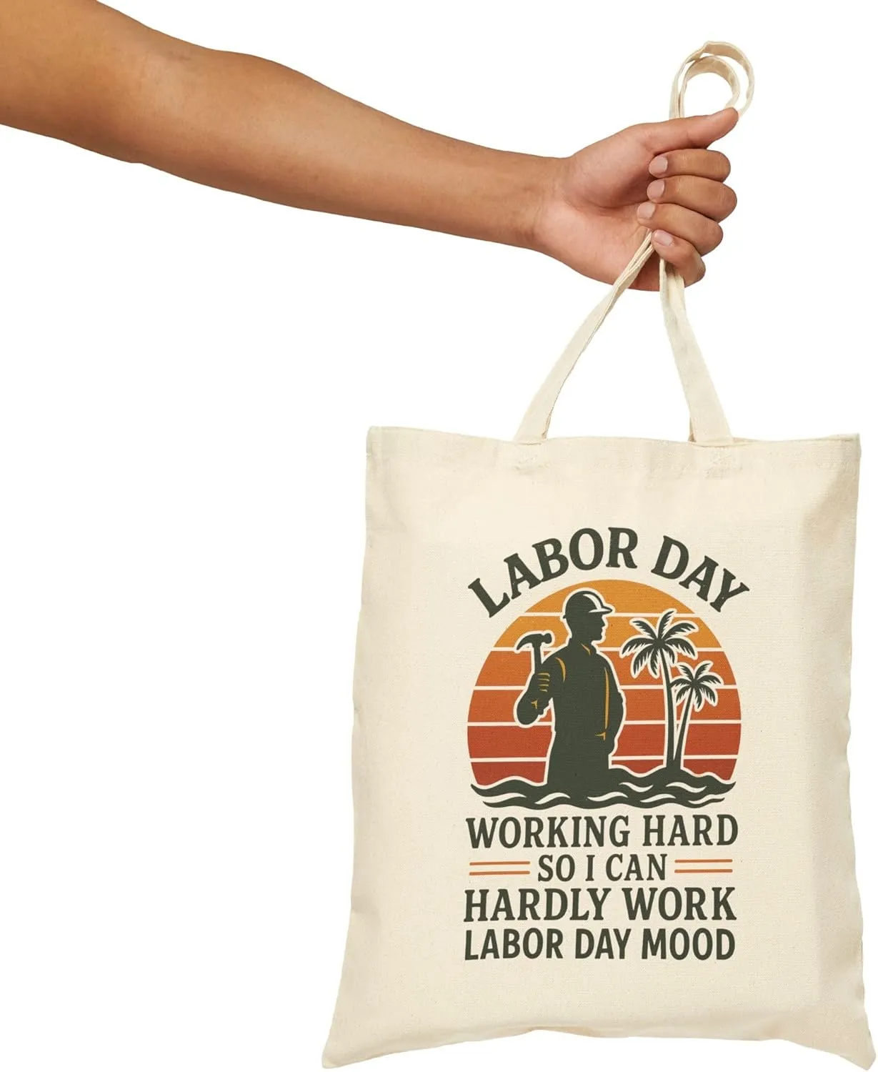 Labor Day Tote Bag – Funny “Working Hard So I Can Hardly Work” Gift – Reusable Eco Shopper Bag for Labor Day Weekend