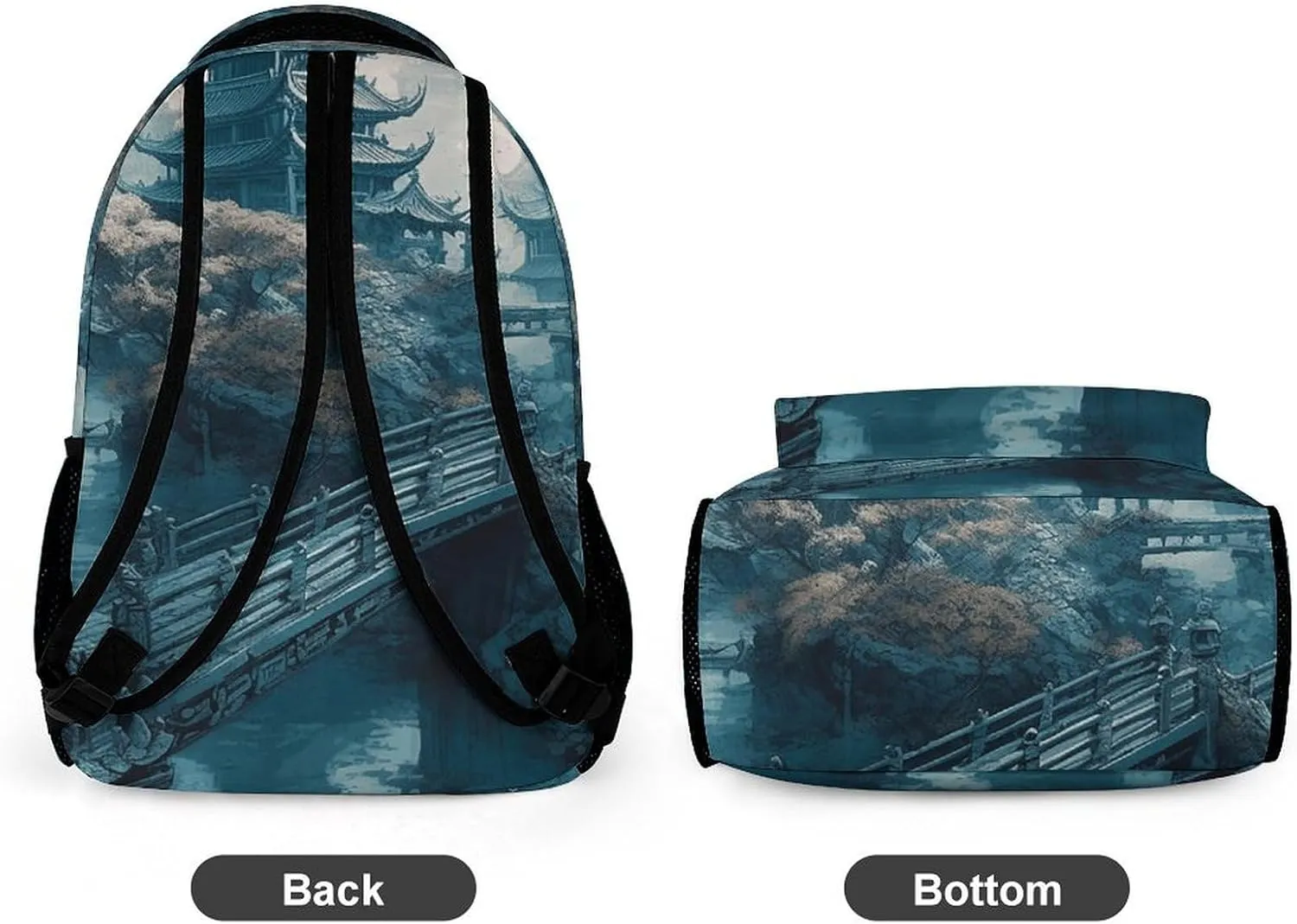 Laptop Backpack for Travel Daypack Computer Bag Work Asian Style Painting Back Pack Nurse Bag for Hiking
