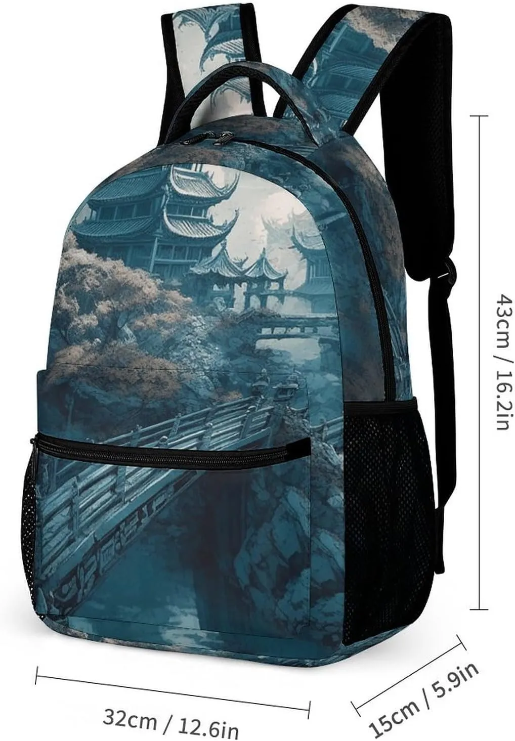 Laptop Backpack for Travel Daypack Computer Bag Work Asian Style Painting Back Pack Nurse Bag for Hiking