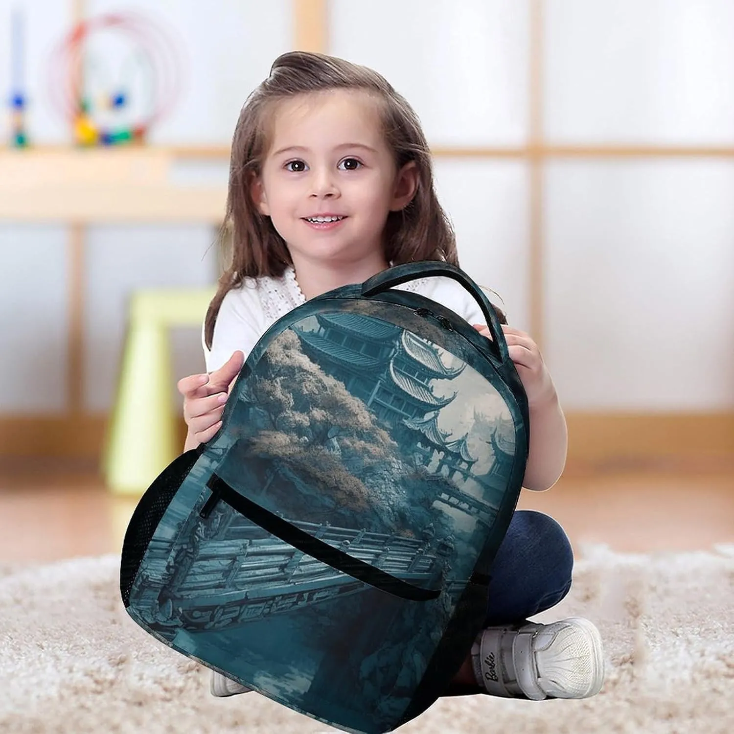 Laptop Backpack for Travel Daypack Computer Bag Work Asian Style Painting Back Pack Nurse Bag for Hiking