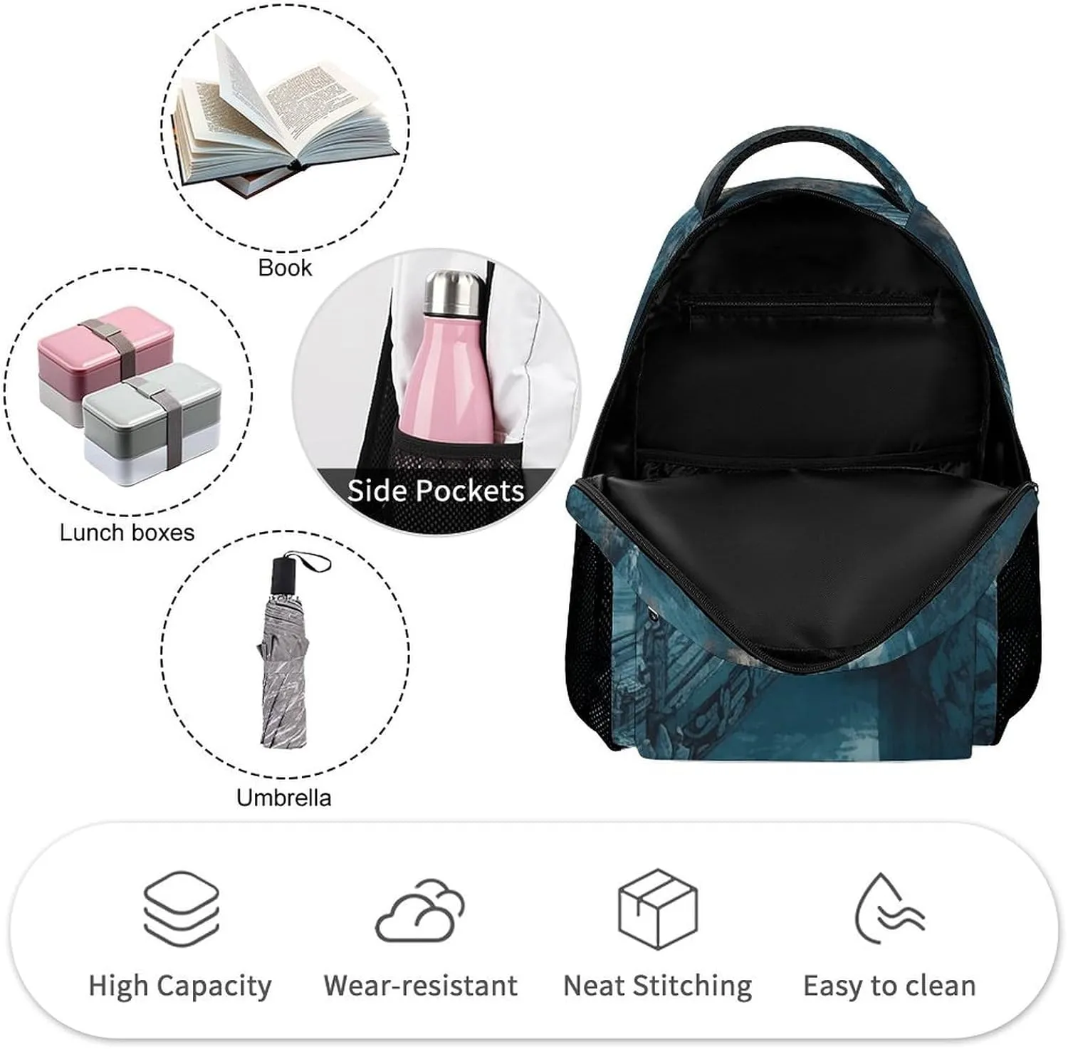Laptop Backpack for Travel Daypack Computer Bag Work Asian Style Painting Back Pack Nurse Bag for Hiking