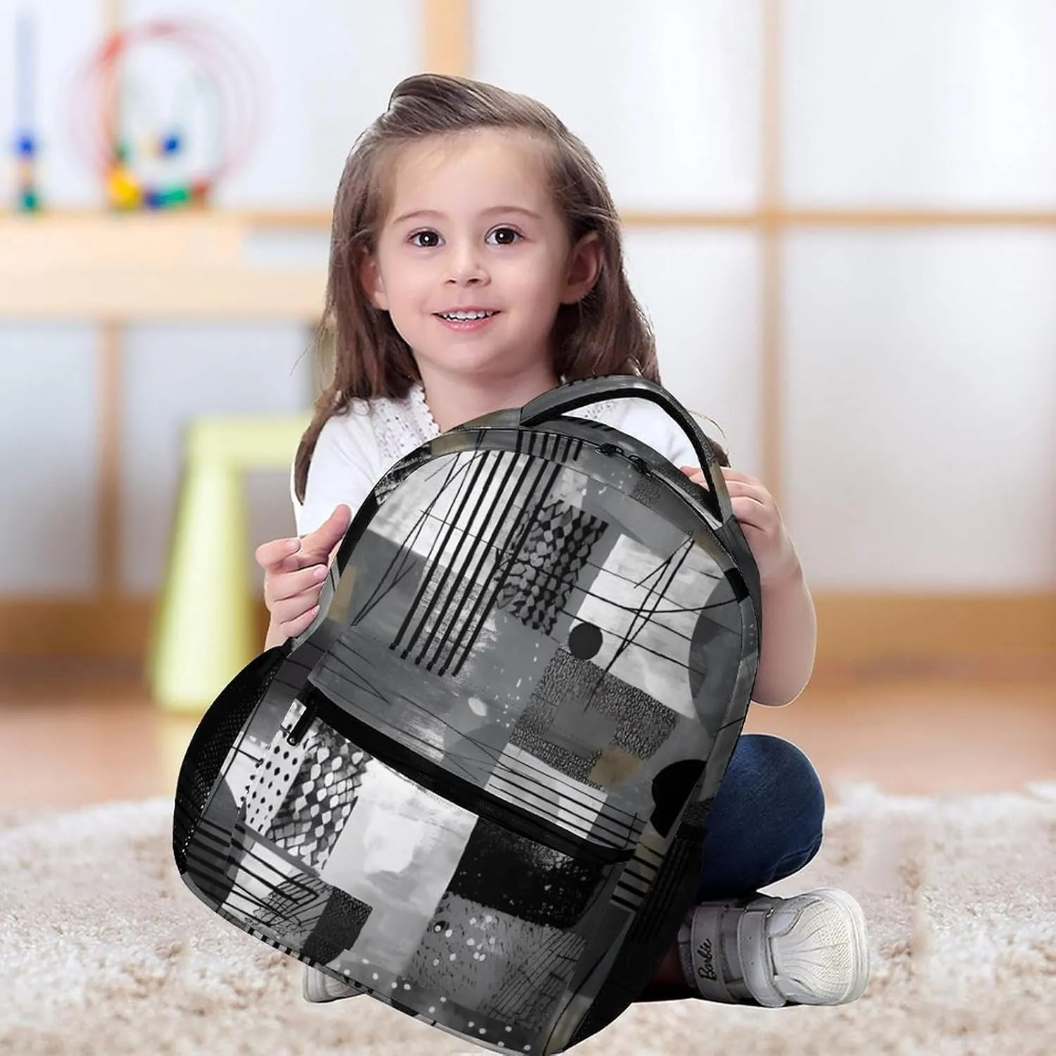 Laptop Backpack for Travel Daypack Computer Bag Work Black And White Pattern Back Pack Nurse Bag for Hiking