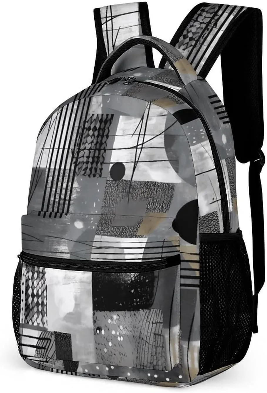 Laptop Backpack for Travel Daypack Computer Bag Work Black And White Pattern Back Pack Nurse Bag for Hiking