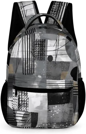 Laptop Backpack for Travel Daypack Computer Bag Work Black And White Pattern Back Pack Nurse Bag for Hiking