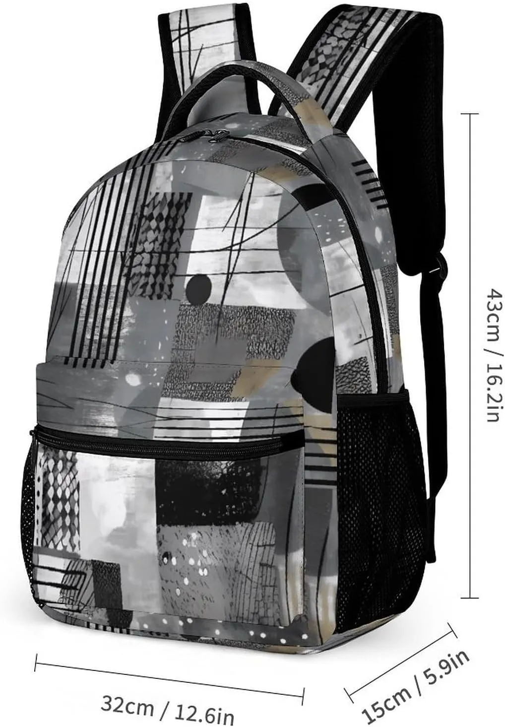 Laptop Backpack for Travel Daypack Computer Bag Work Black And White Pattern Back Pack Nurse Bag for Hiking