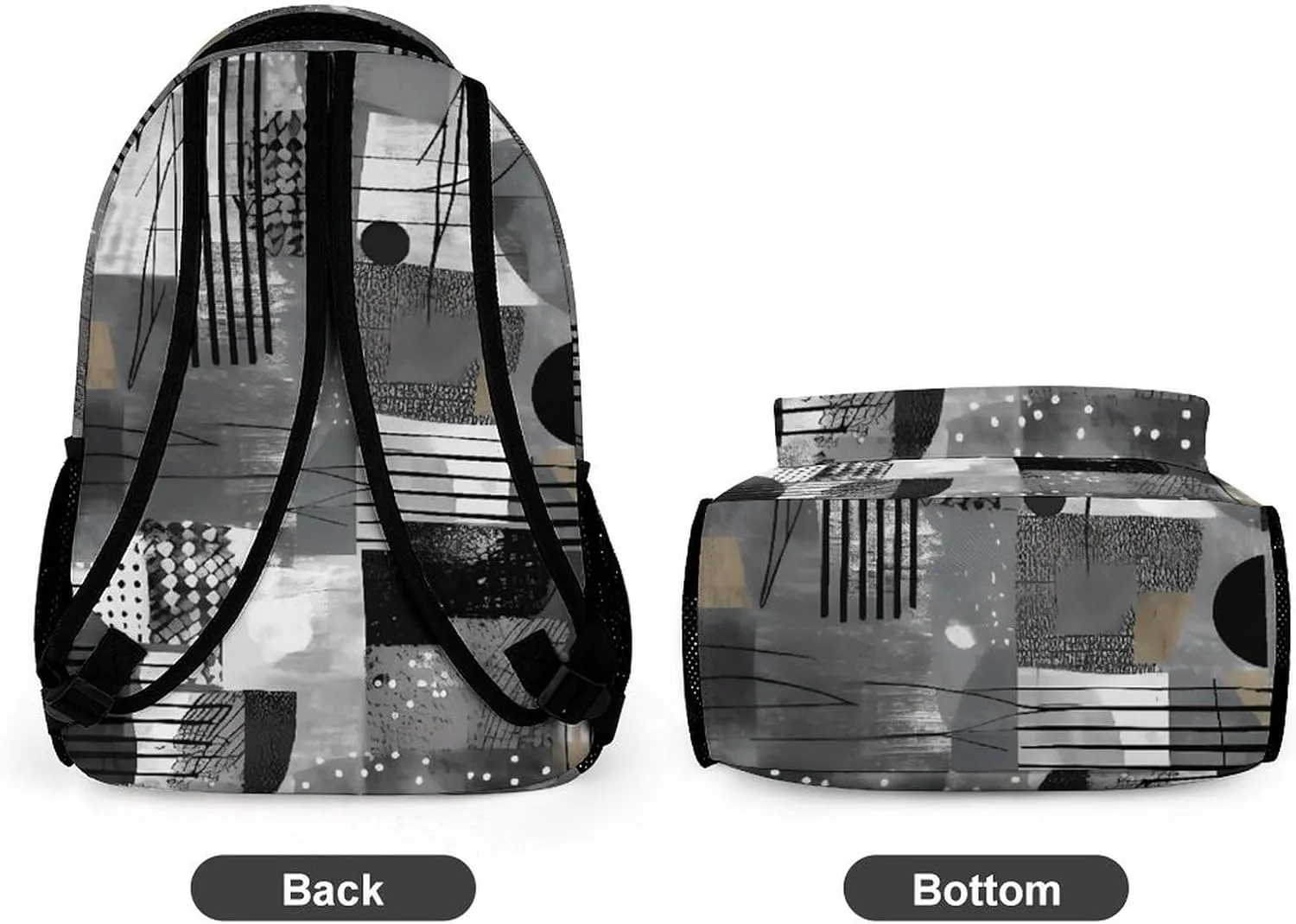 Laptop Backpack for Travel Daypack Computer Bag Work Black And White Pattern Back Pack Nurse Bag for Hiking