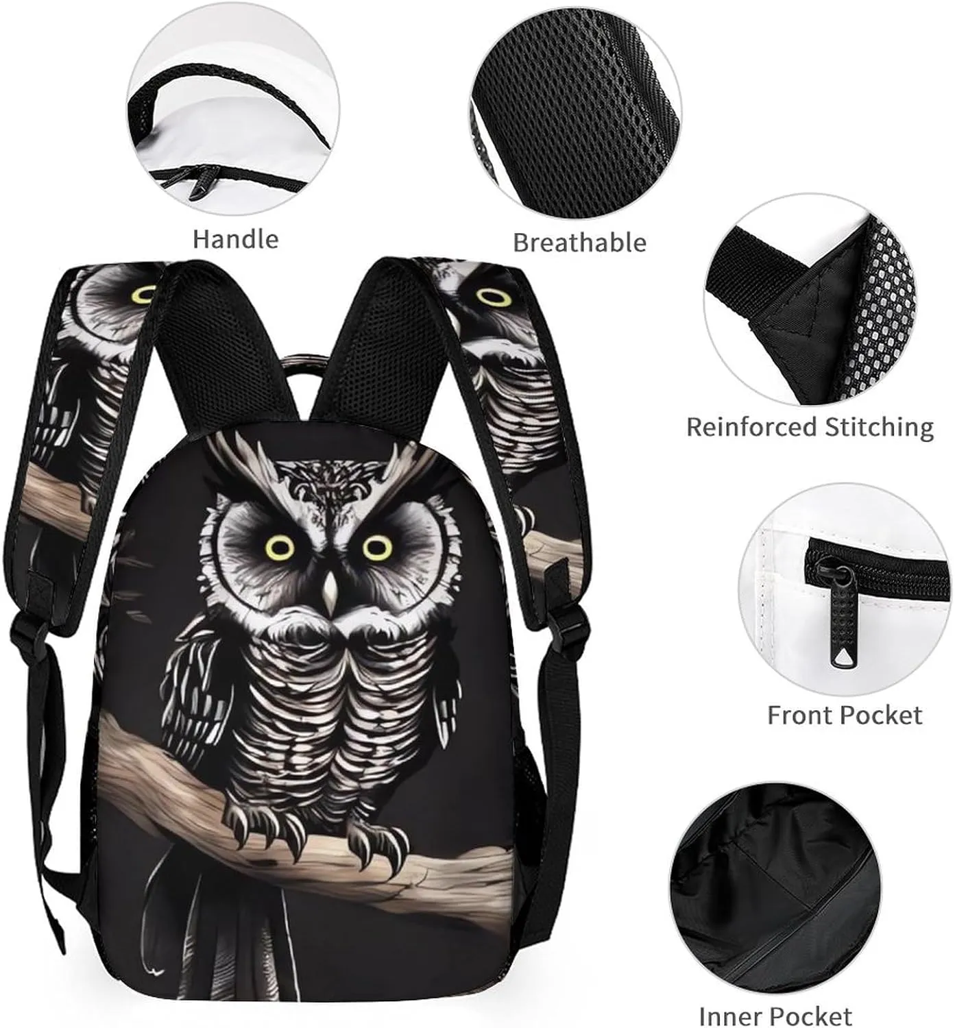 Laptop Backpack for Travel Daypack Computer Bag Work Late Night Owl Back Pack Nurse Bag for Hiking