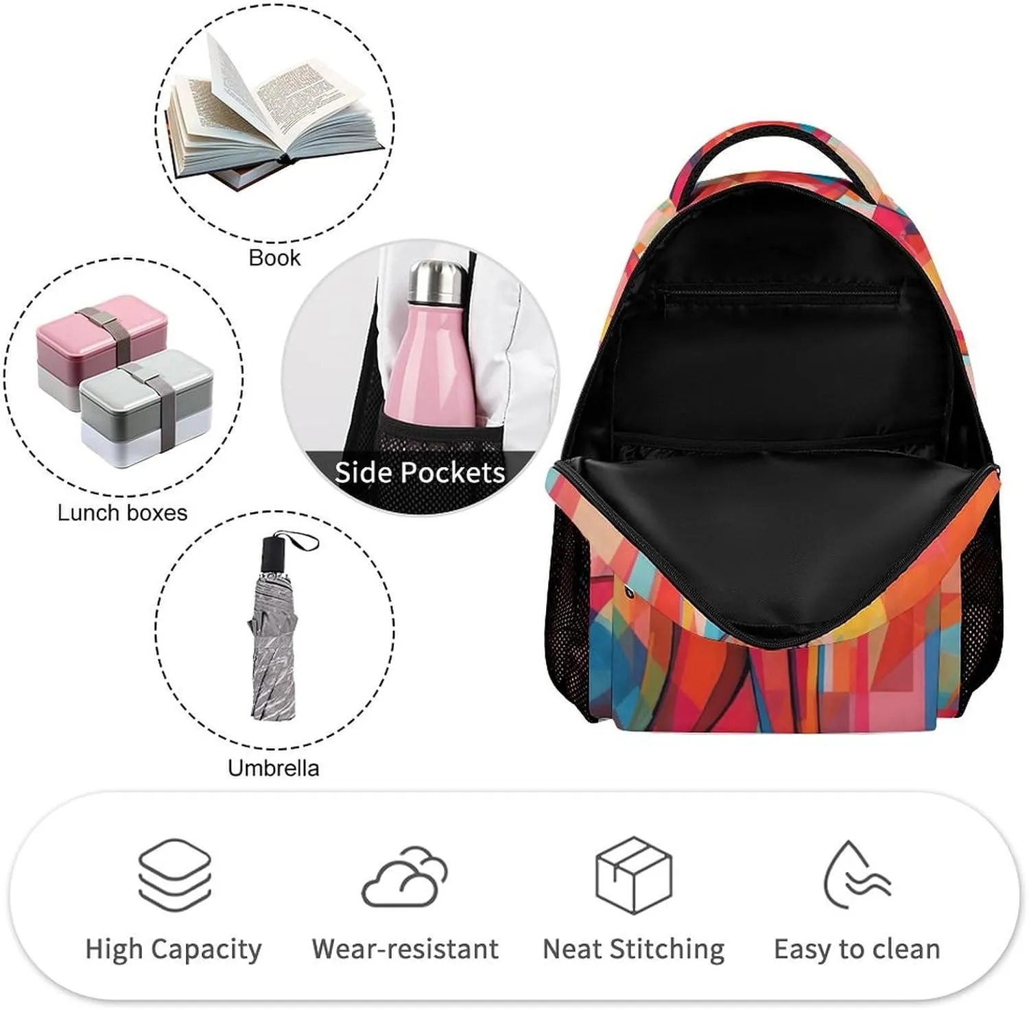 Laptop Backpack for Travel Daypack Computer Bag Work Mid Century Modern Art Cat Back Pack Nurse Bag for Hiking