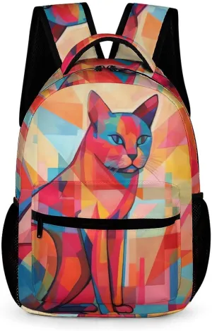 Laptop Backpack for Travel Daypack Computer Bag Work Mid Century Modern Art Cat Back Pack Nurse Bag for Hiking