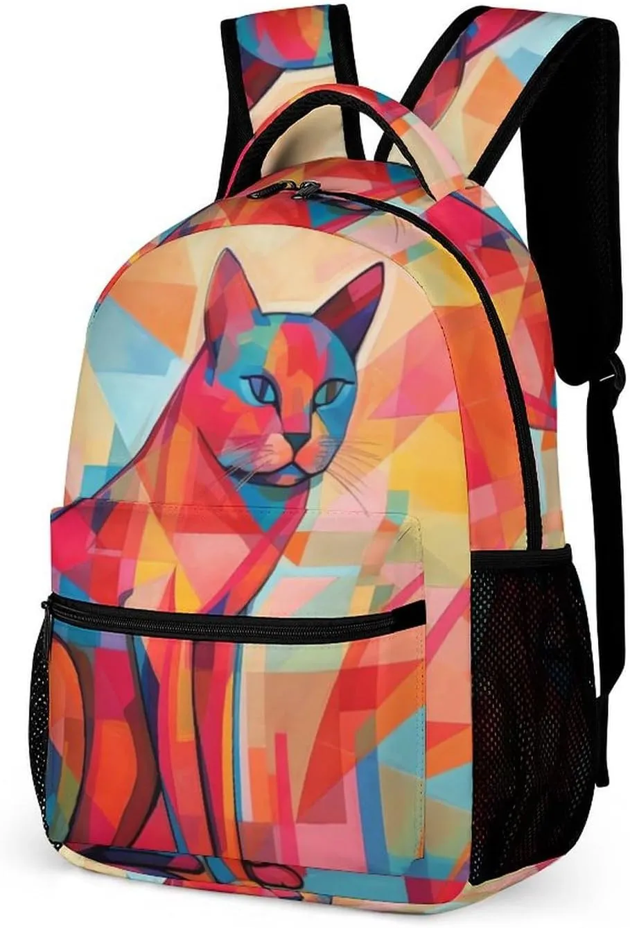 Laptop Backpack for Travel Daypack Computer Bag Work Mid Century Modern Art Cat Back Pack Nurse Bag for Hiking