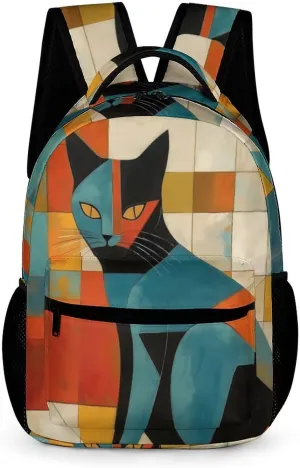 Laptop Backpack for Travel Daypack Computer Bag Work Modern Art Cat Back Pack Nurse Bag for Hiking