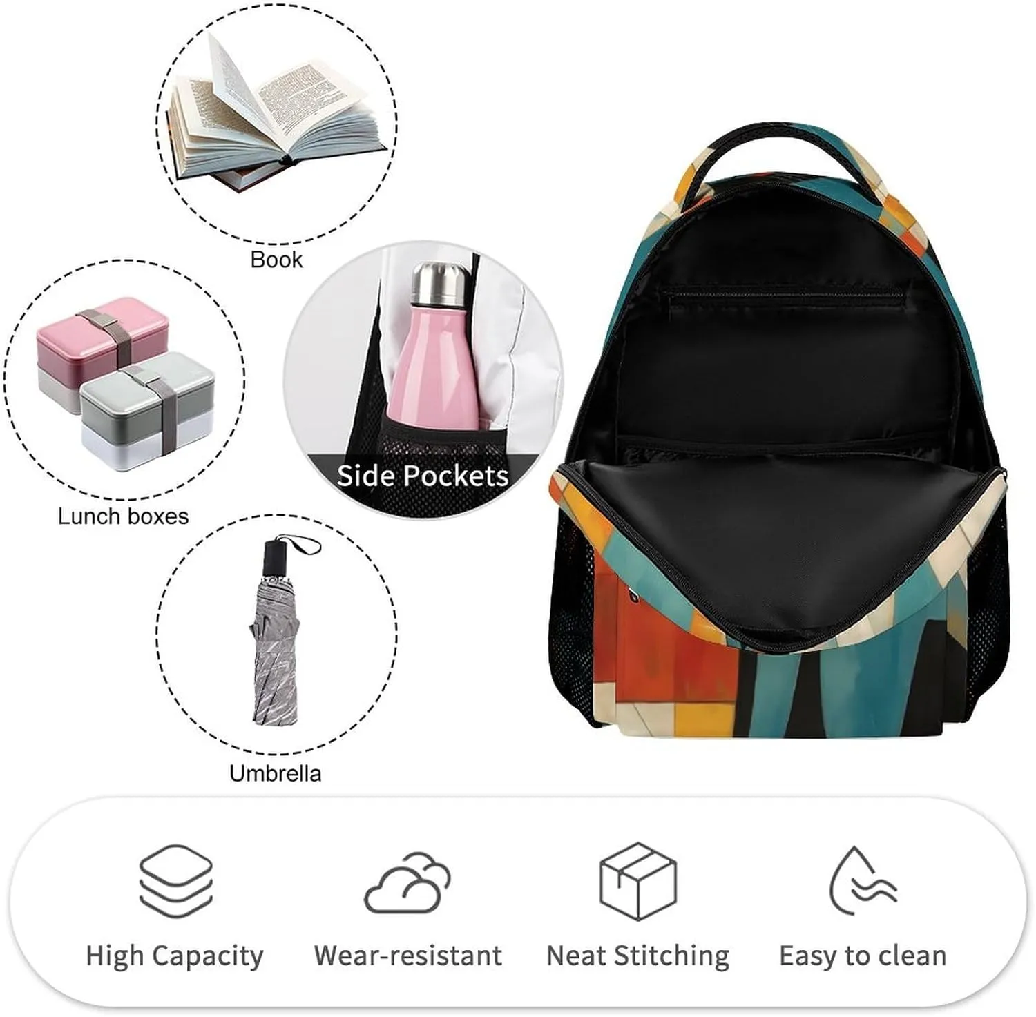 Laptop Backpack for Travel Daypack Computer Bag Work Modern Art Cat Back Pack Nurse Bag for Hiking