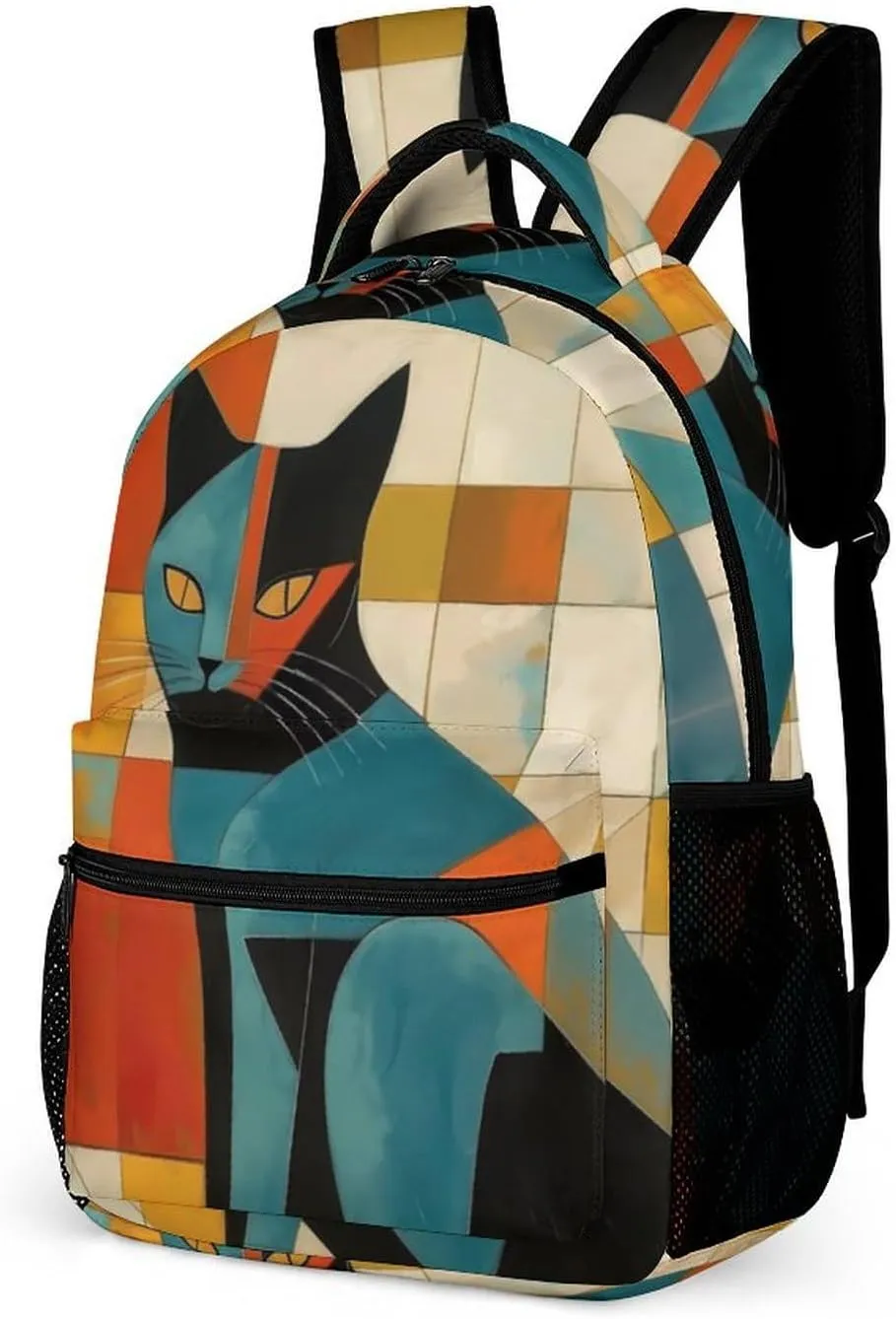 Laptop Backpack for Travel Daypack Computer Bag Work Modern Art Cat Back Pack Nurse Bag for Hiking