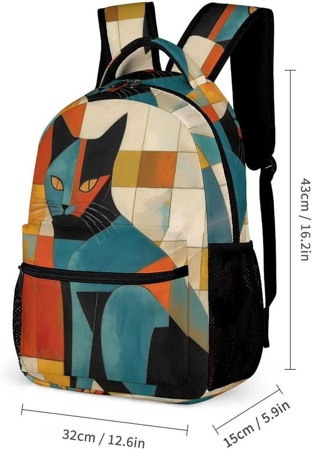 Laptop Backpack for Travel Daypack Computer Bag Work Modern Art Cat Back Pack Nurse Bag for Hiking