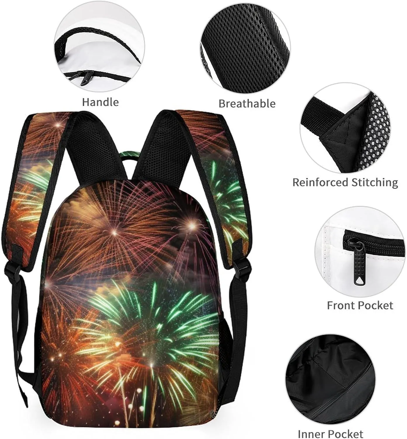 Laptop Backpack for Travel Daypack Computer Bag Work Splendid Fireworks Back Pack Nurse Bag for Hiking