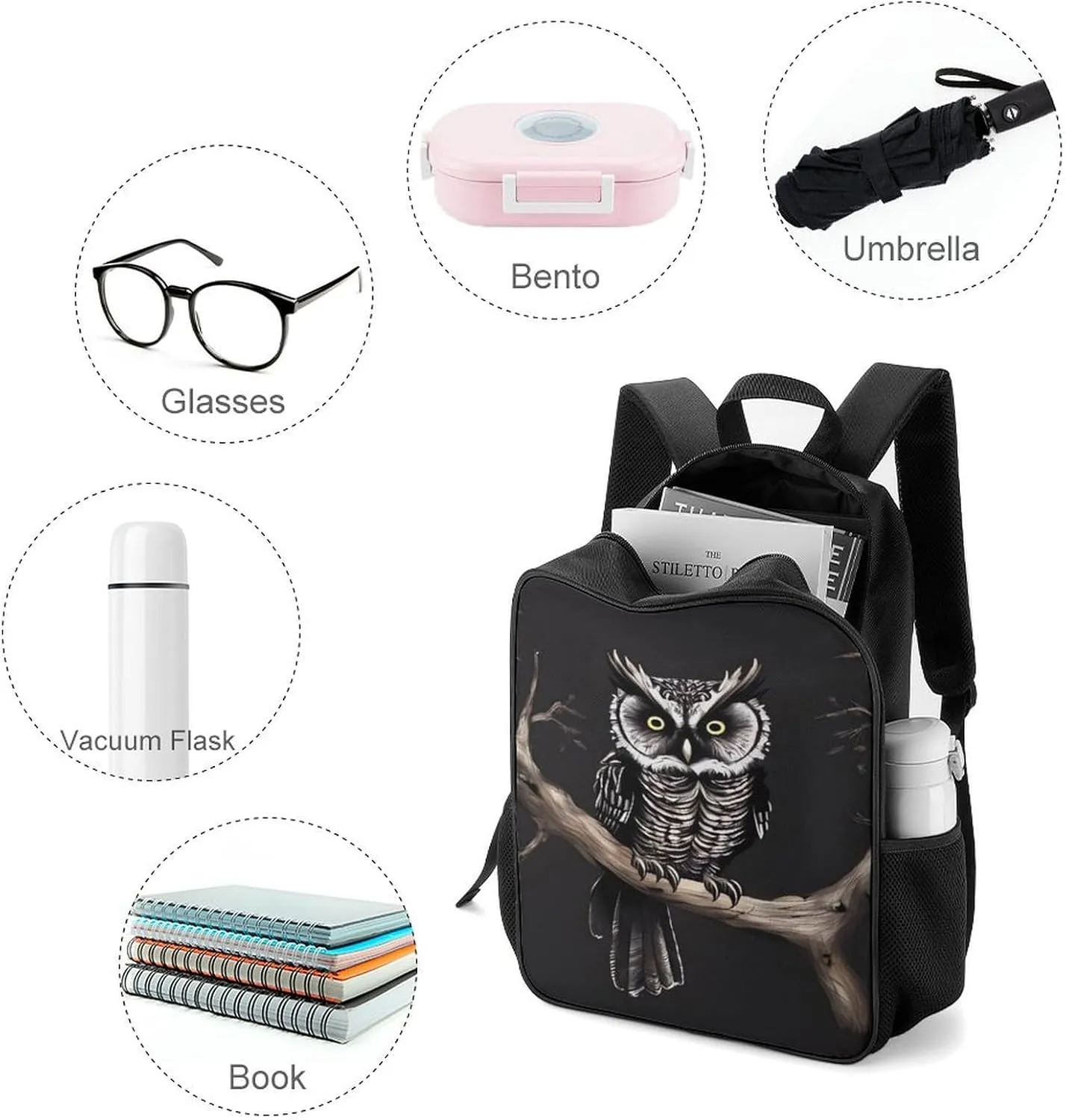 Laptop Backpack for Travel Daypack Late Night Owl Computer Bag Work Back Pack Laptop Bag Casual Nurse Bag