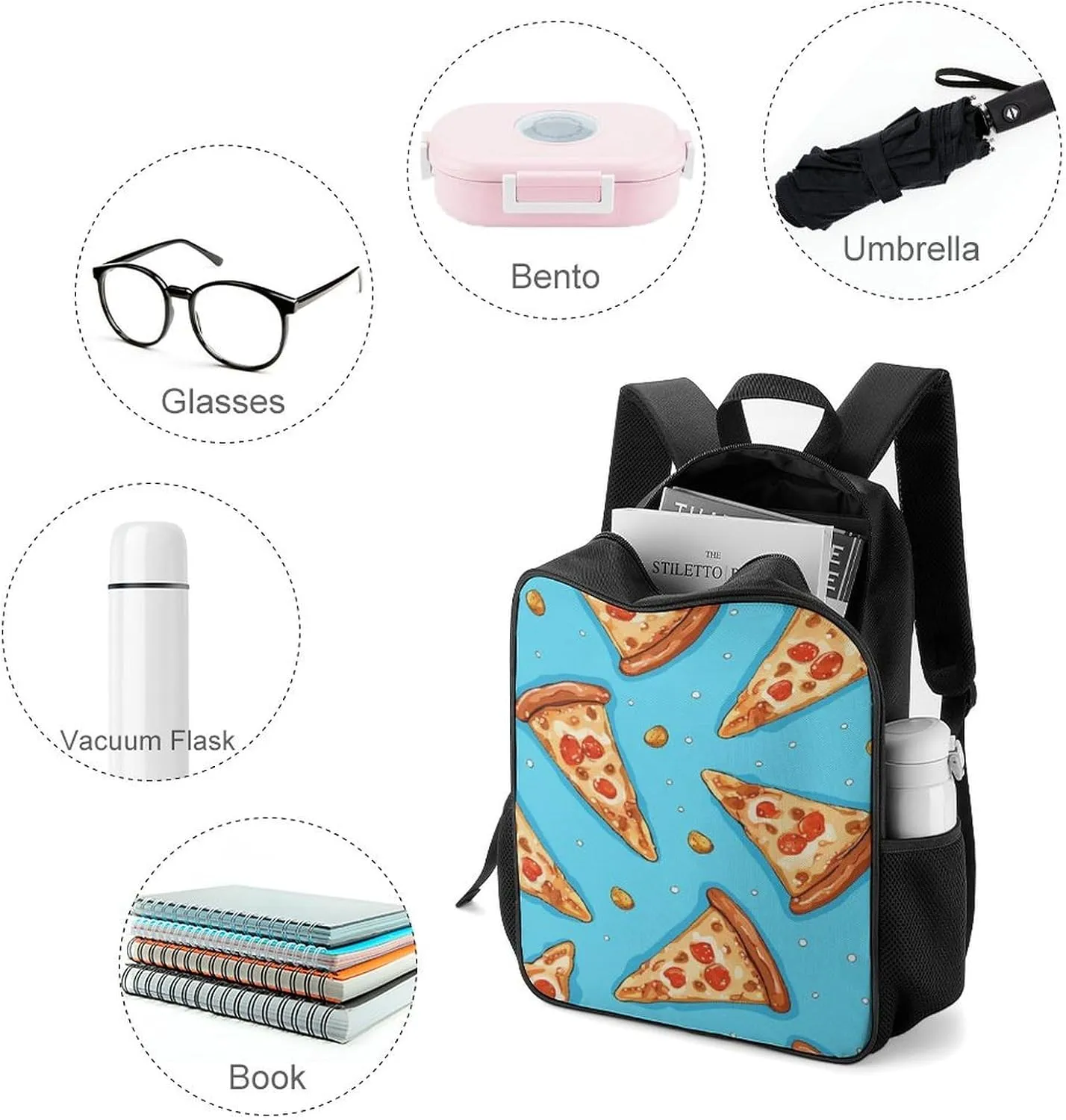 Laptop Backpack for Travel Daypack Light Blue Pizza Slice Computer Bag Work Back Pack Laptop Bag Casual Nurse Bag
