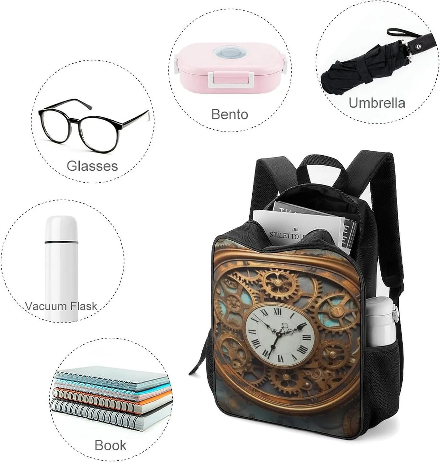 Laptop Backpack for Travel Daypack Rusty Steampunk Clock Computer Bag Work Back Pack Laptop Bag Casual Nurse Bag
